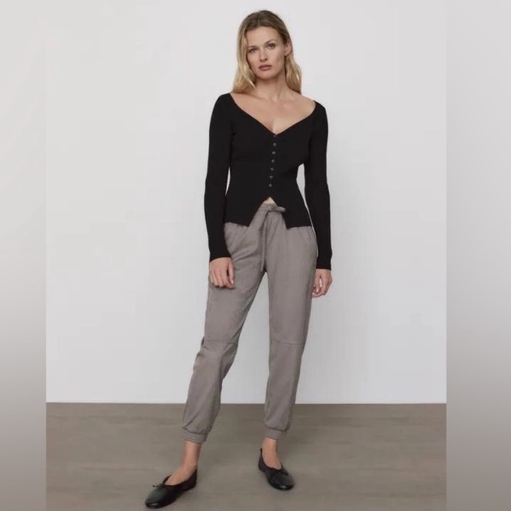 ZARA Womens Faux Suede Jogger Pant 1224/241